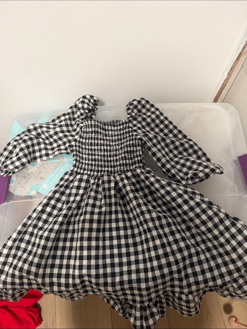 Kids Black and White Gingham Dress - Classic Smocked Bodice
